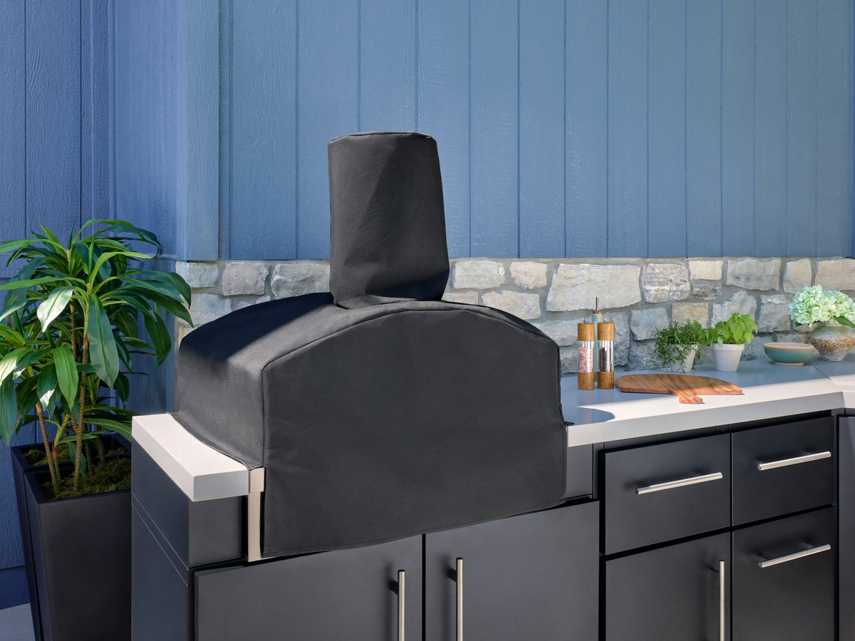 Emory | Corner Outdoor Kitchen Island with Built-In Griddle & Pizza Oven