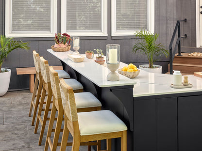 Emory | Corner Outdoor Kitchen Island with Bar Seating & Built-In Griddle – Left