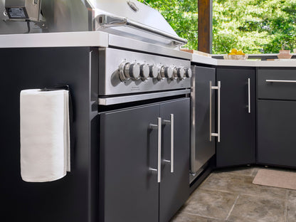 Emory | Corner Outdoor Kitchen Island with Bar Seating & Built-In Griddle – Left