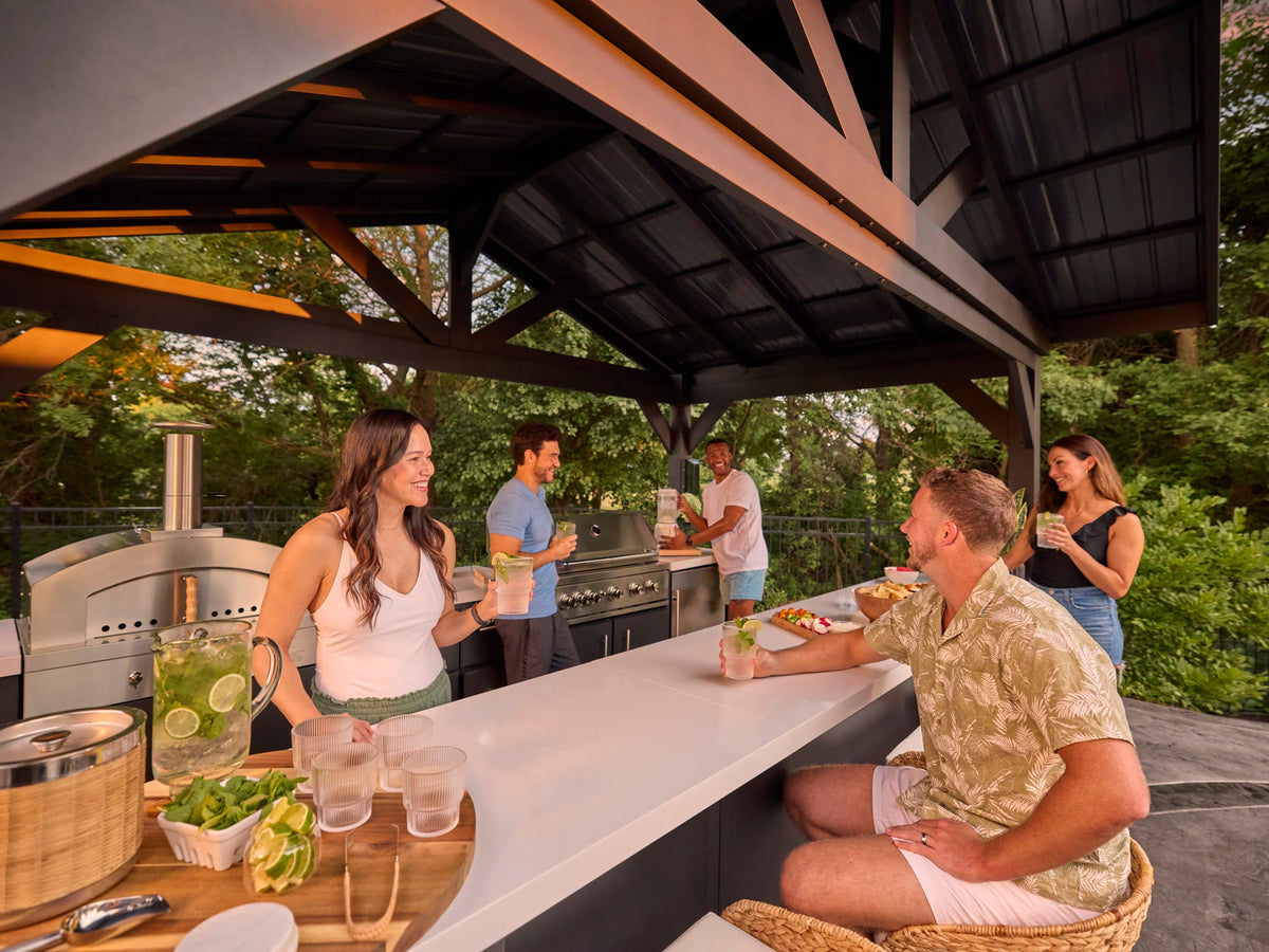 Lancaster | Galley Outdoor Kitchen with Built-In Griddle & Pizza Oven