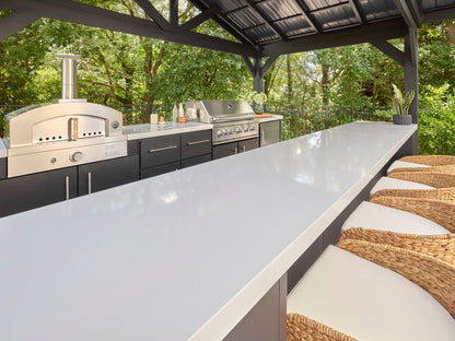 Lancaster | Galley Outdoor Kitchen with Built-In Griddle & Pizza Oven