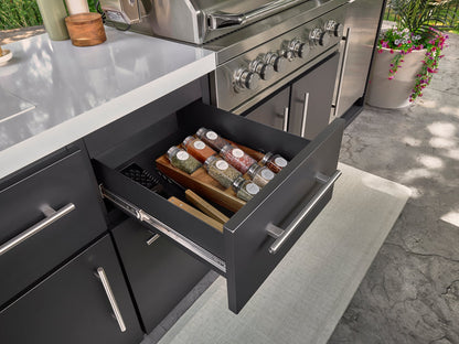 Lancaster | L-Shape Outdoor Kitchen with Built-In Griddle & Pizza Oven