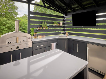 Langston | Covered Walk-In Outdoor Kitchen with Built-In Griddle & Pizza Oven
