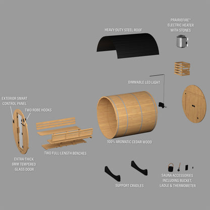 Paxton Outdoor Barrel Sauna – 4-6 Person
