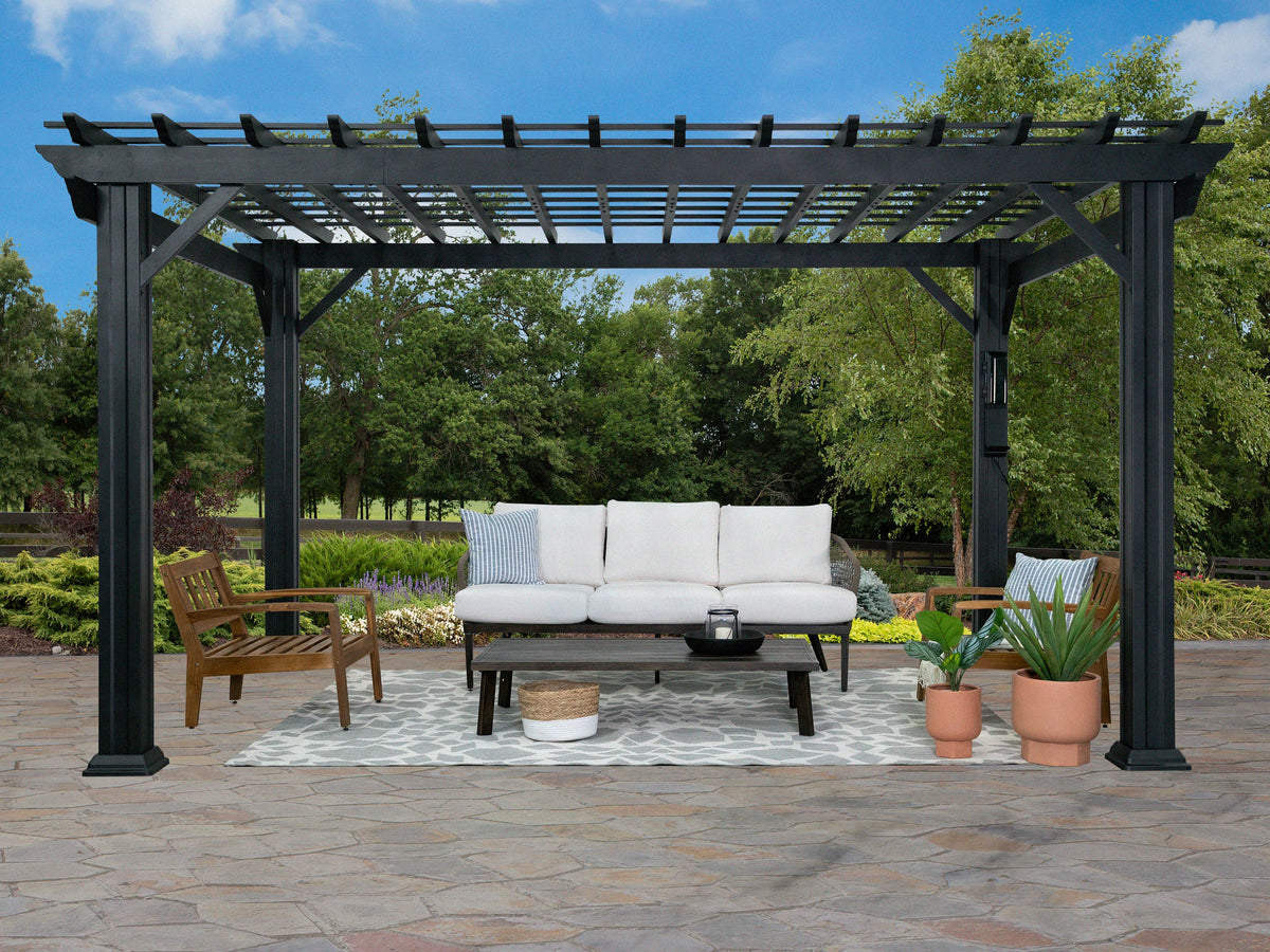 Stratford | 14x10 Steel Pergola – Black