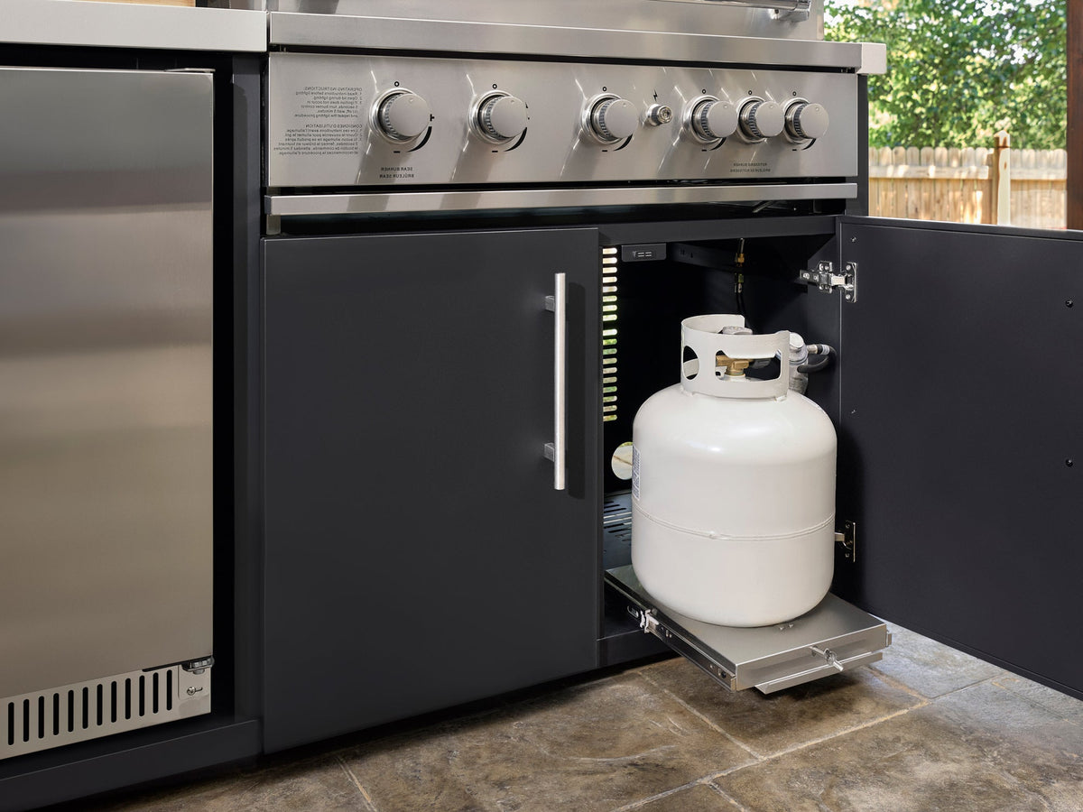 Emory | Corner Outdoor Kitchen Island with Built-In Grill & Pizza Oven